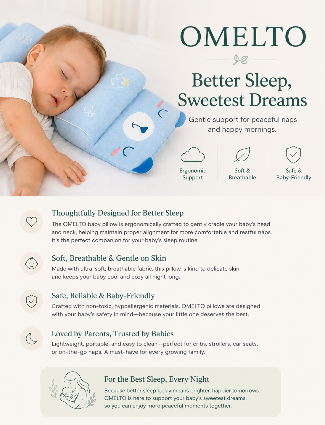 Baby Head Shaping Support Pillow