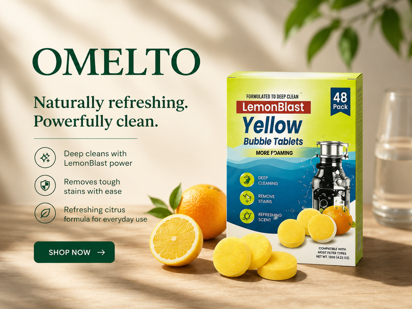 LemonBlast Yellow Bubble Tablets – Powerful Foaming Drain Cleaner (48 Pack) 🍋